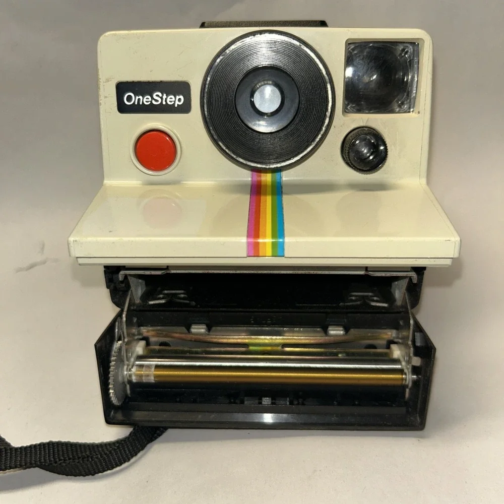 Vintage Polaroid SX-70 OneStep White Rainbow Stripe Land Camera Untested